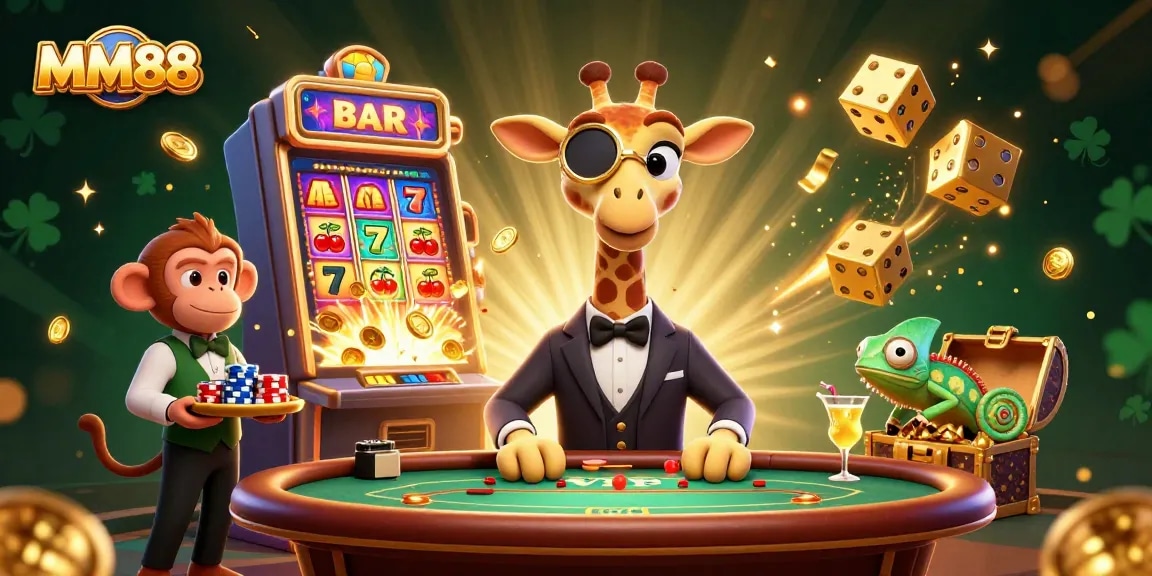 Experience exciting slots and poker action at MM88 with vibrant characters and dynamic jackpot elements.