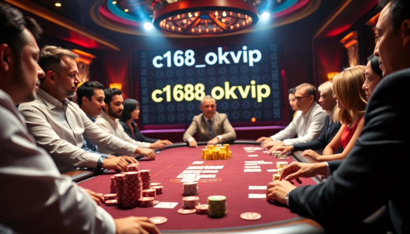 Engaging players at the poker table showcasing c168 okvip for thrilling gaming moments.