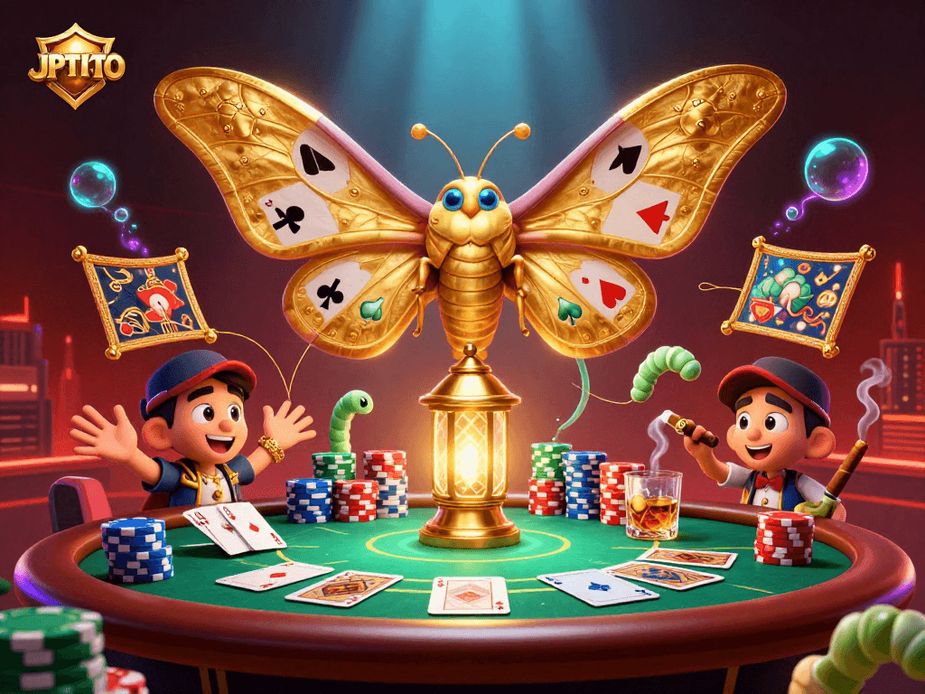 Engage with JPTOTO's classic Toto Togel game, illuminated by vibrant casino elements, in a stunning scene.