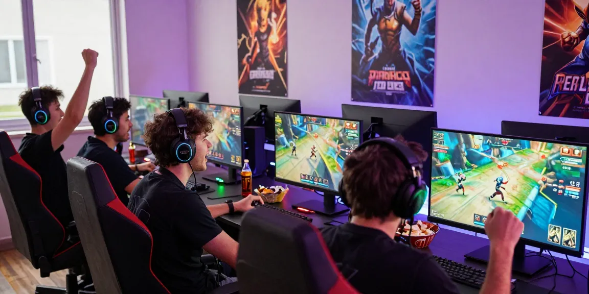 Exciting gamers enjoying coloksgp link alternatif in a vibrant gaming room setting.