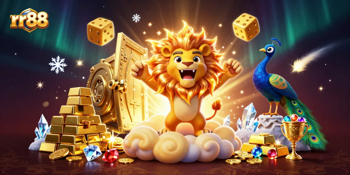 Experience rr88's vibrant casino world with golden treasures and dynamic gaming elements.