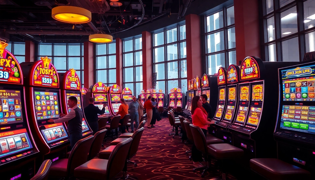 Rasakan keseruan permainan xgslot88 dengan mesin slot berwarna-warni dan pemain bahagia.
