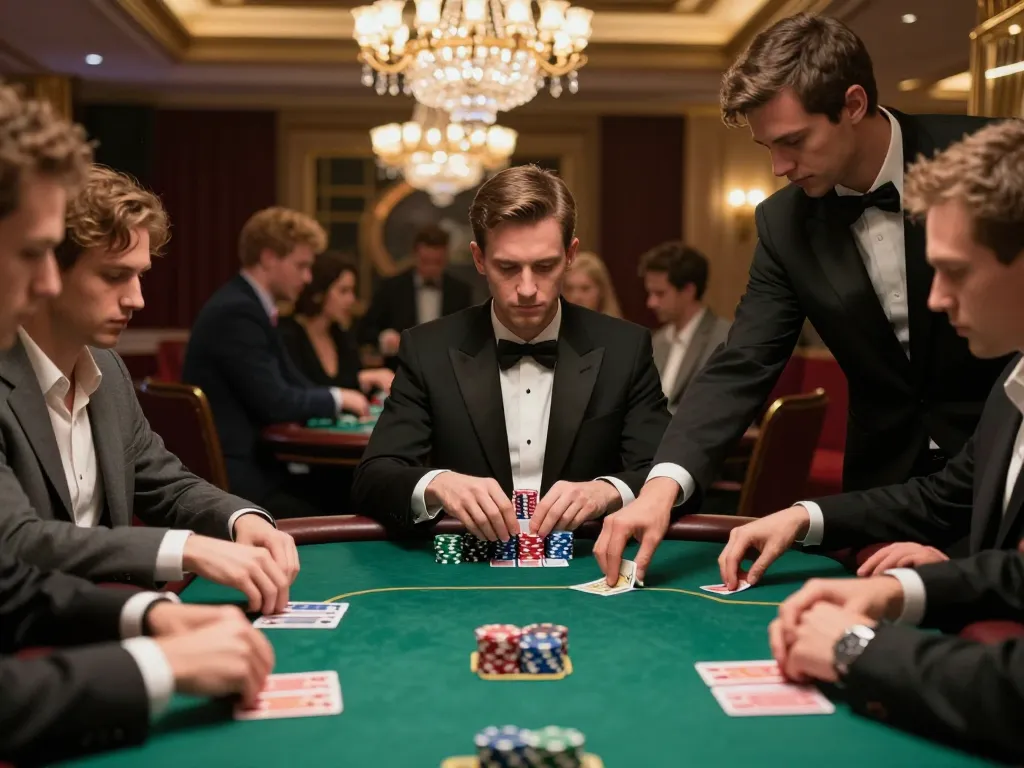 Engaging poker scene featuring peri11 players strategizing in a luxurious casino environment.