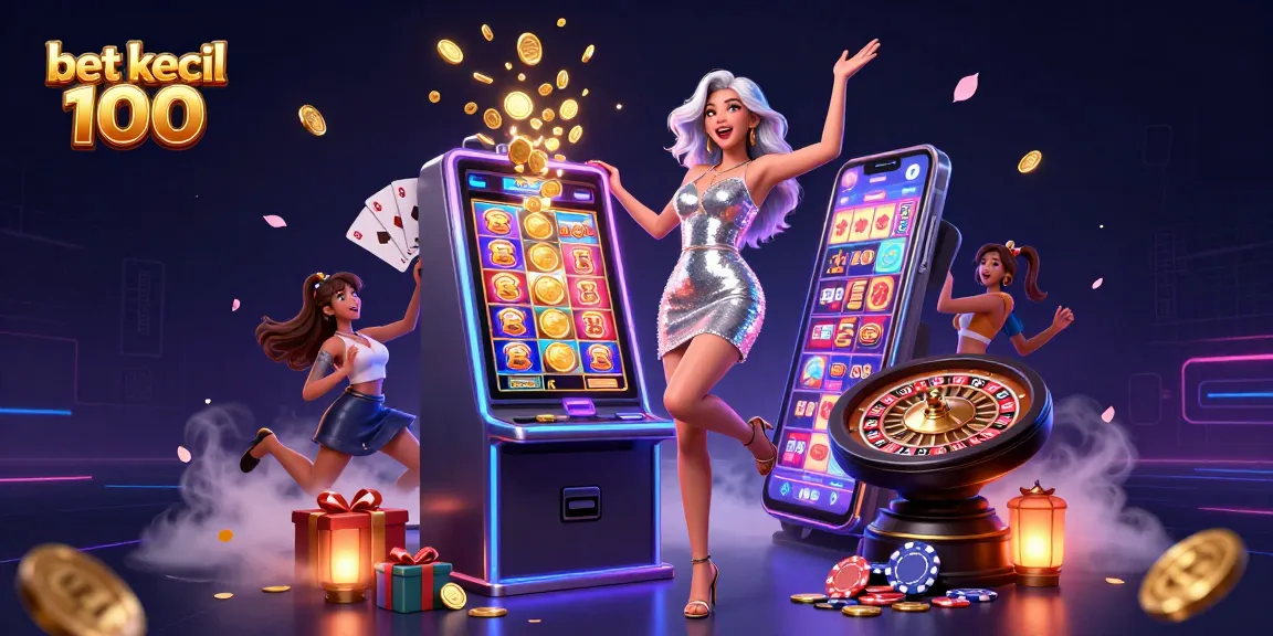 Win big with bet kecil 100 at exciting slot machines, featuring vibrant casino elements for a thrilling experience.