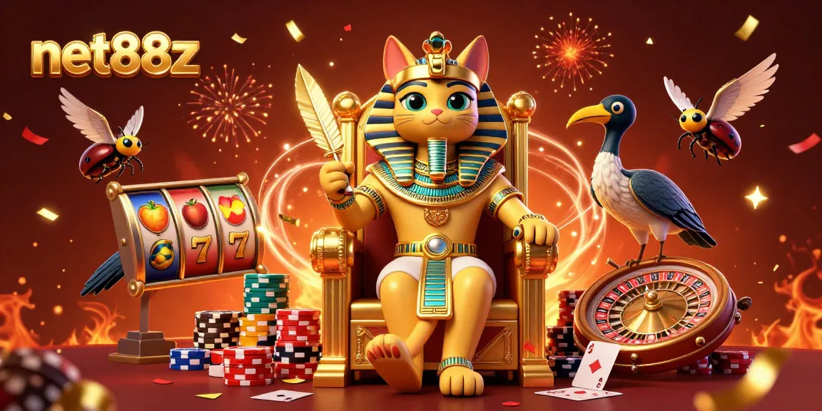 Experience the thrill of net88z with a vibrant 3D casino scene showcasing slots and classic cards.