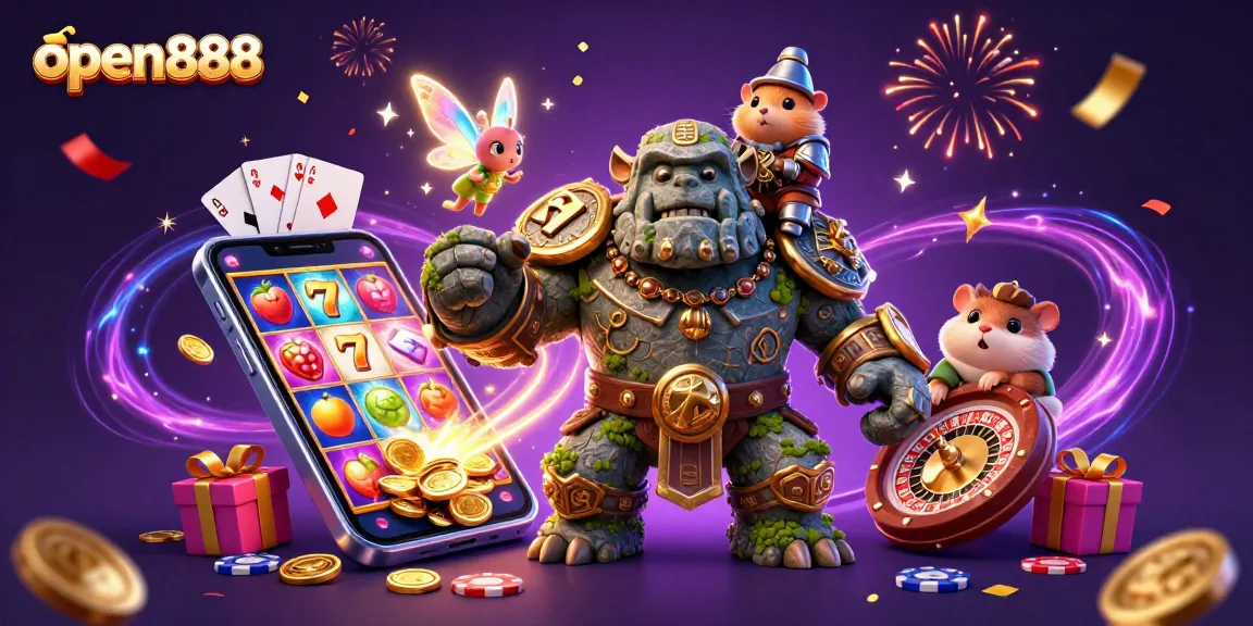 Experience thrilling gameplay with open888 featuring a magical golem, enchanted fairy, and engaging slot games.