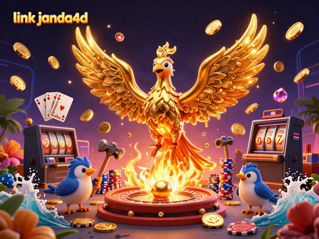 Menangkan jackpot dengan link janda4d, ilustrasi kasino yang kaya warna dan detail.