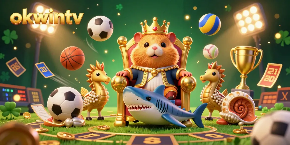 Experience thrilling sports betting with Okwintv's dynamic hamster king, golden trophy, and action-packed game elements.