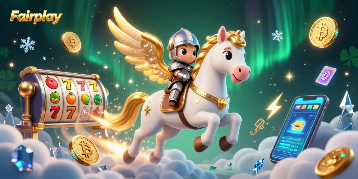 Experience Fairplay with a celestial horse and knight winning in a vibrant casino scene.
