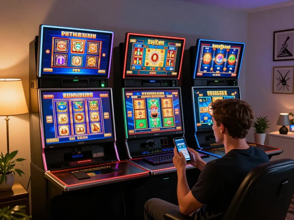 Engaging in online slot gaming on a modern tablet with mpoid interface, showcasing vibrant visuals and excitement.