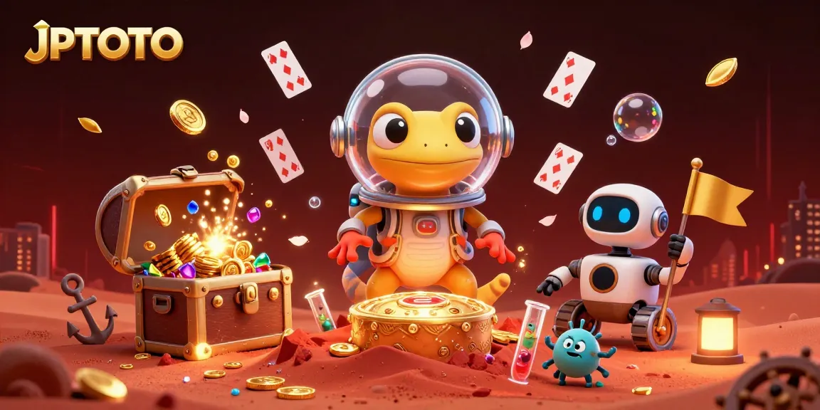 Engage with JPTOTO's vibrant Martian casino adventure featuring a gecko and robot rover.