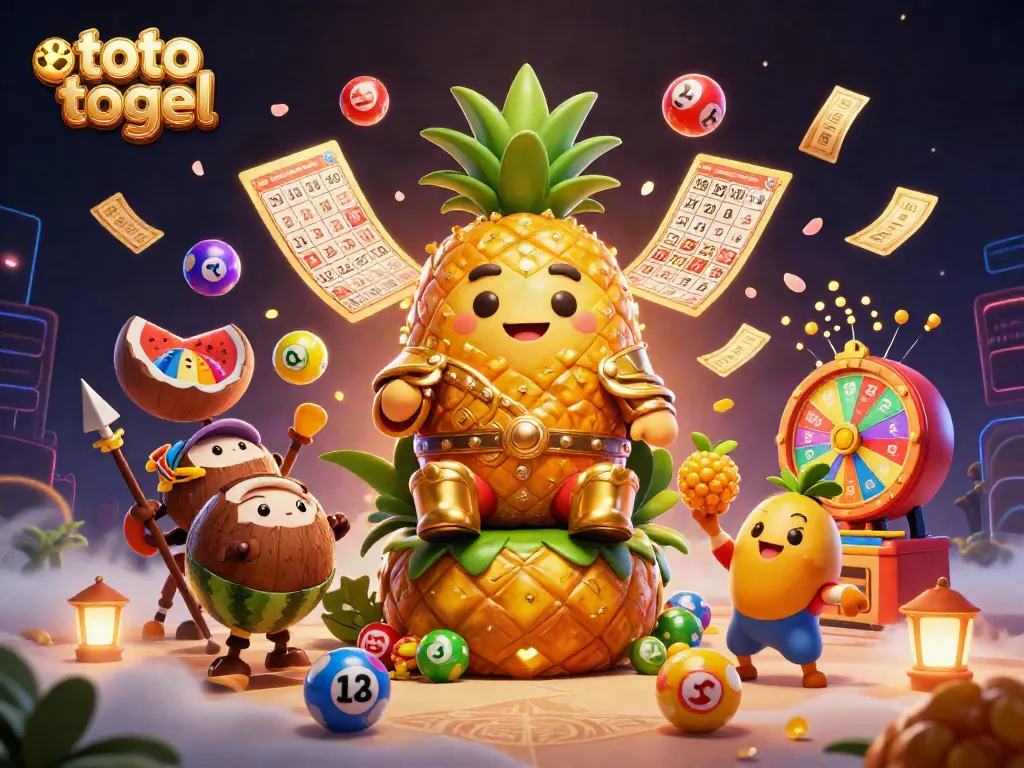 Engage with exciting toto togel gameplay alongside playful cartoon characters in a vibrant casino scene.