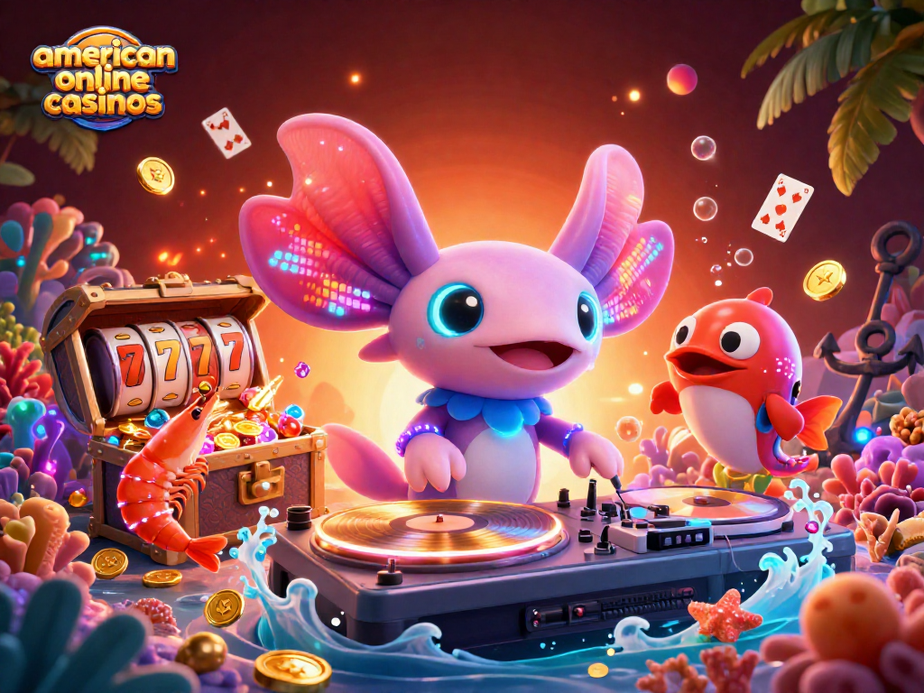 Experience American online casinos with vibrant characters and celebratory gaming action.