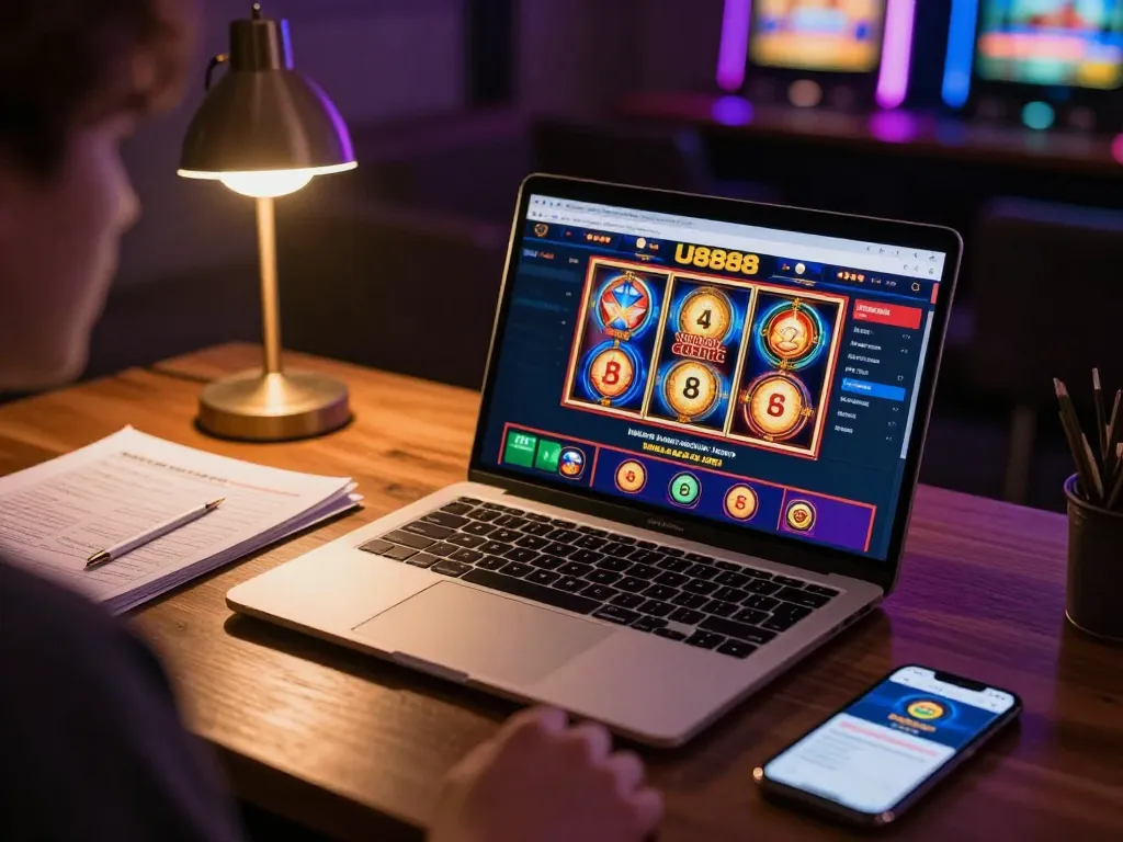 Engaging in strategic gameplay on U8888, showcasing vibrant online slots and gaming interface.