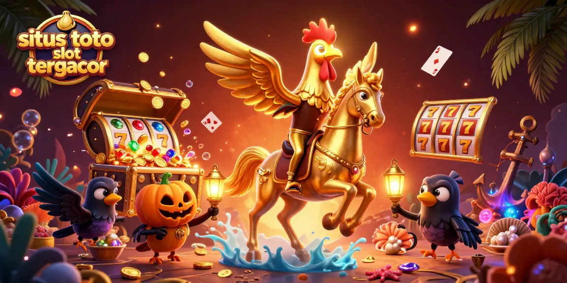 Experience situs toto slot tergacor with a golden rooster and dynamic casino scene bursting with energy.