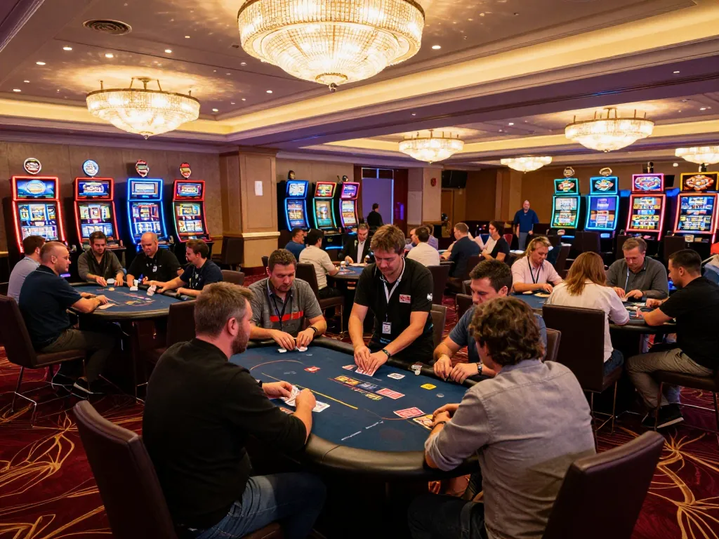 Players enjoying a game at F8BETLV casino, showcasing vibrant poker action and luxury atmosphere.