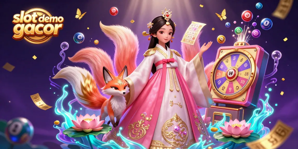 Experience slot demo gacor with vibrant visuals of an Asian woman in hanbok, lucky fox, and lively casino elements.