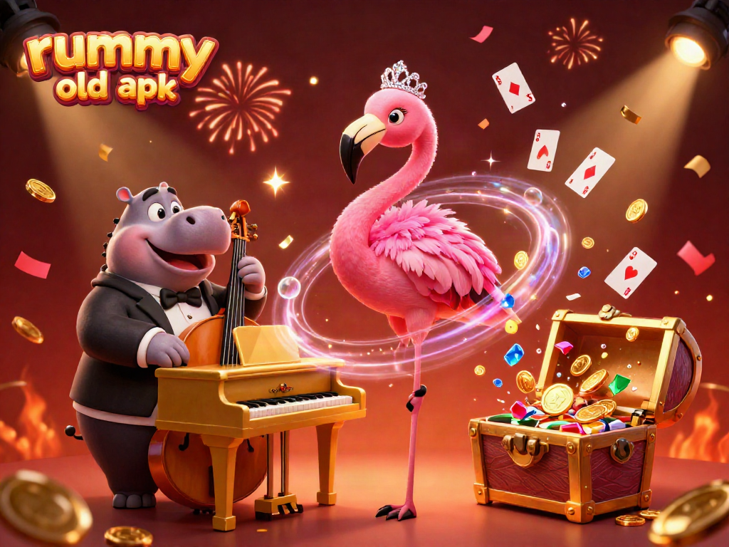 Engage with rummy old apk in a vibrant casino scene featuring characters and play elements vividly depicted.