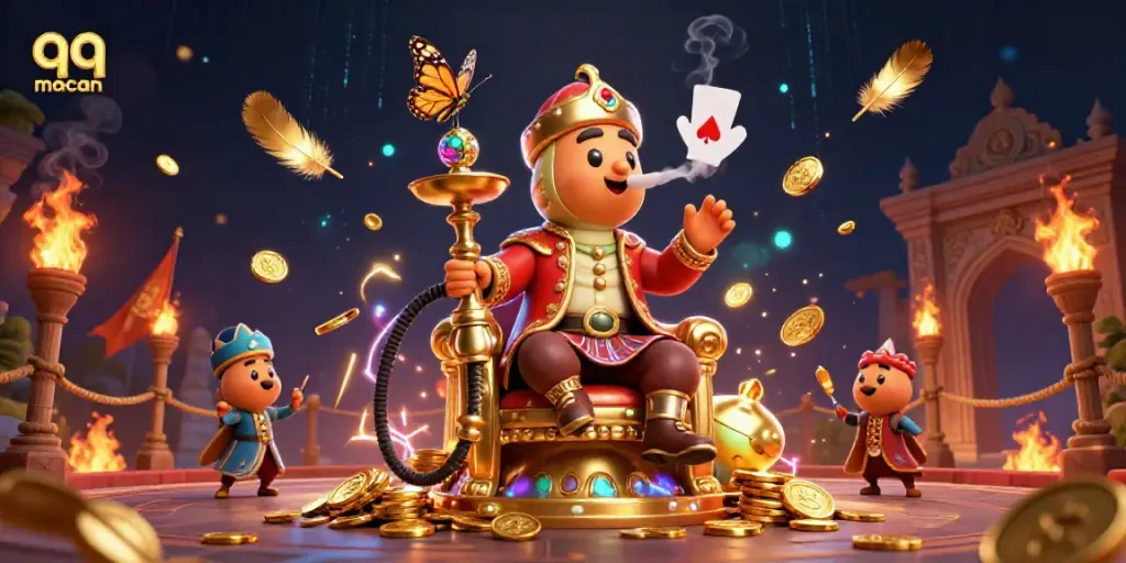 Engage with thrilling elements of qq macan through an artistic 3D scene incorporating poker symbols and vibrant casino atmosphere.