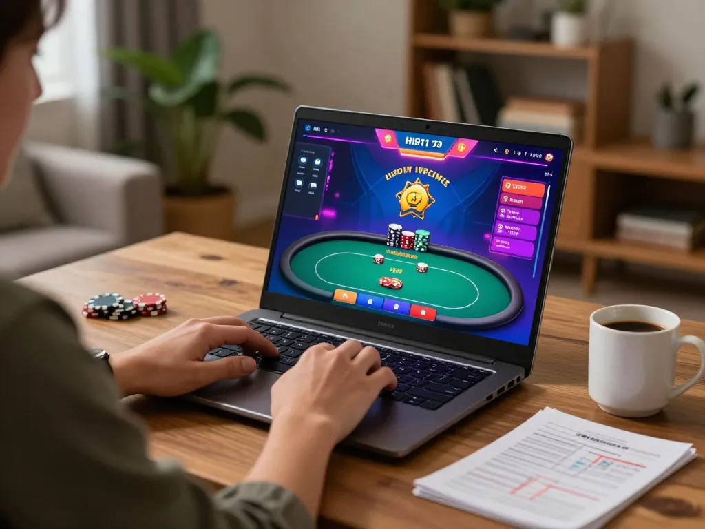 Engaging in strategic online gaming with the Link SC88 platform on a laptop at home