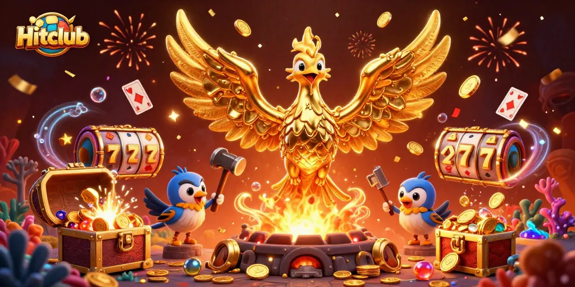 Engage in thrilling gameplay at Hitclub with a spectacular golden phoenix and dynamic slots.