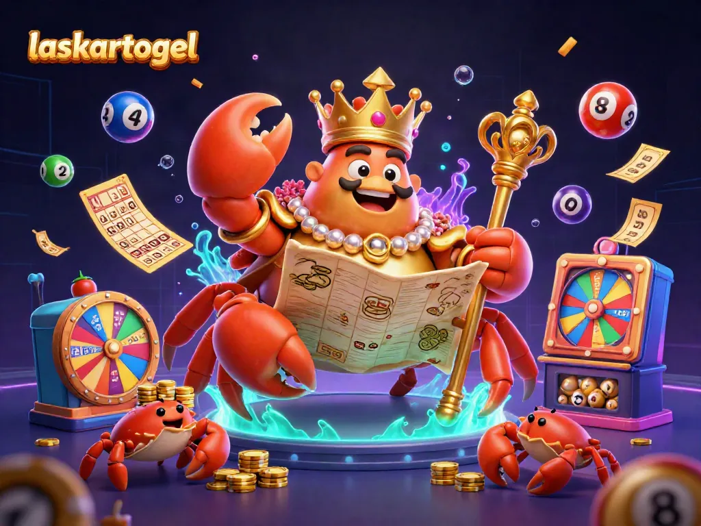 Experience the excitement of laskartogel with a vibrant 3D scene filled with lottery elements.