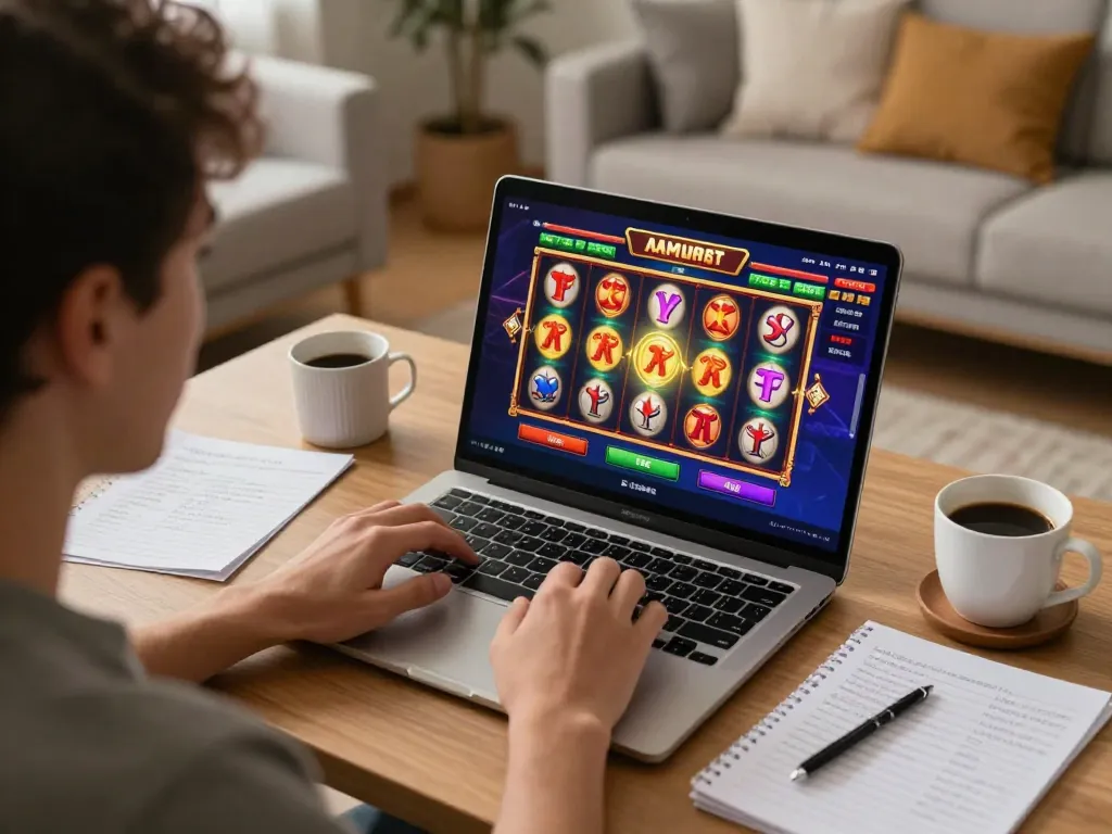 Sesi permainan slot online yang menarik dengan aman788 berfokus pada antarmuka permainan yang berwarna-warni.