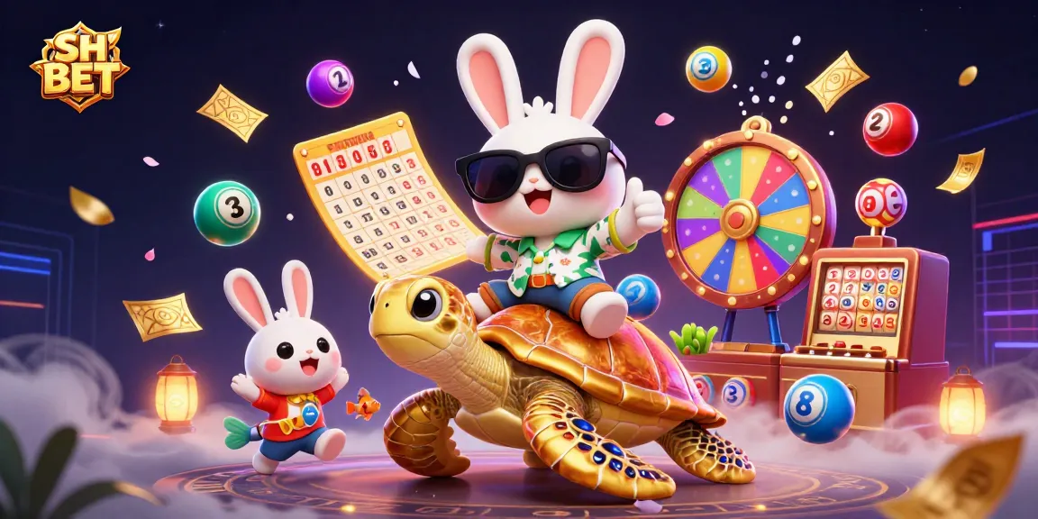 Win with SH BET at this vibrant casino scene featuring lucky characters and dynamic game elements.