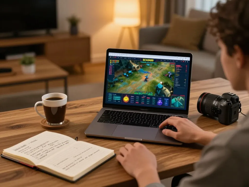 IDCASH88 online gaming experience capturing user engagement with interactive gameplay, cozy home setup.