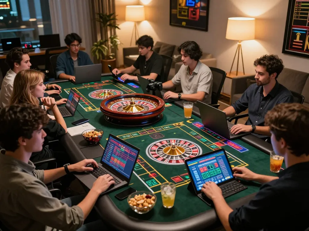 Players engaging in online roulette at fabet, showcasing an inviting home gaming atmosphere.