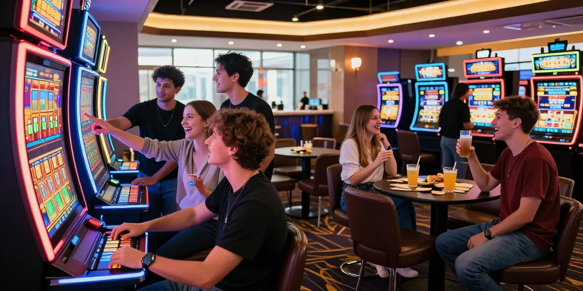 Exciting casino scene with players enjoying bonus buy slots UK at a vibrant gaming lounge