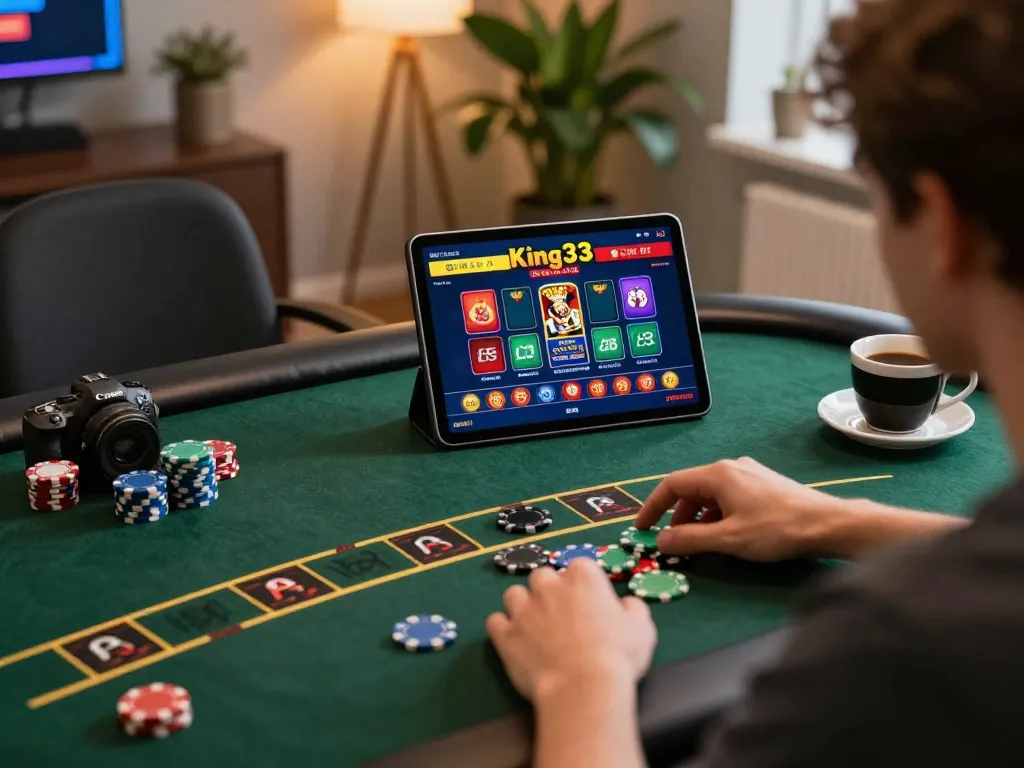 Engaging online gameplay at king33 casino interface with chips on table