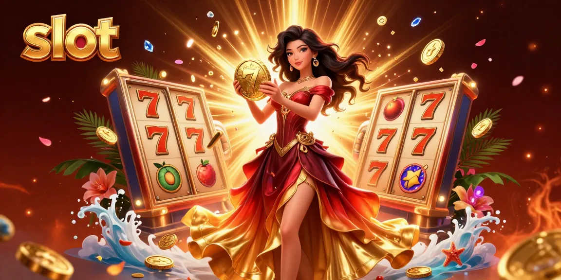 Experience the thrill of slot play with stunning visuals and a magnificent golden coin.