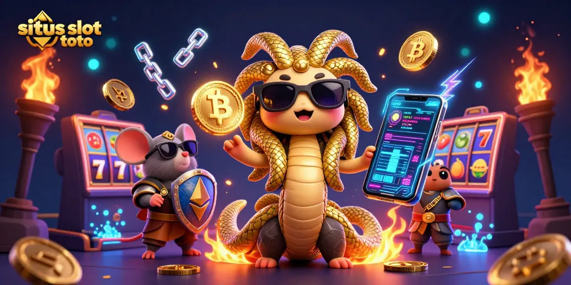 Engage with the situs slot toto scene featuring Medusa and a warrior mouse amidst vibrant casino elements.