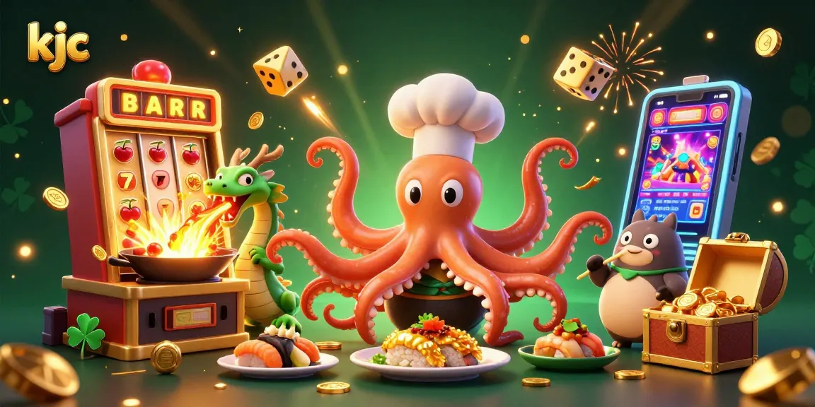 Experience exciting wins with KJC's vibrant casino scene featuring unique characters and elements.