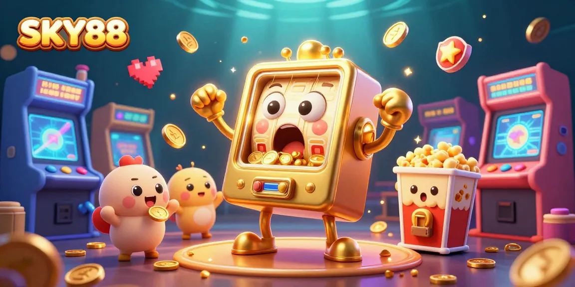 Celebrate wins with SKY88 as golden slots pour coins and excitement fills the casino atmosphere.