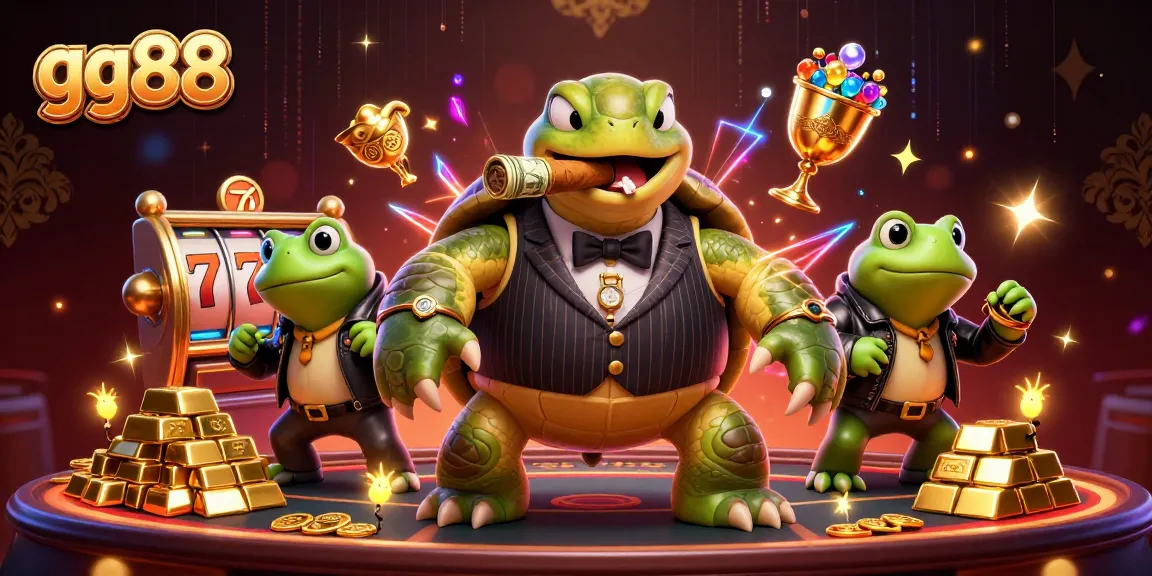 Play exciting games with the gg88 brand featuring a dynamic 3D cartoon casino scene.