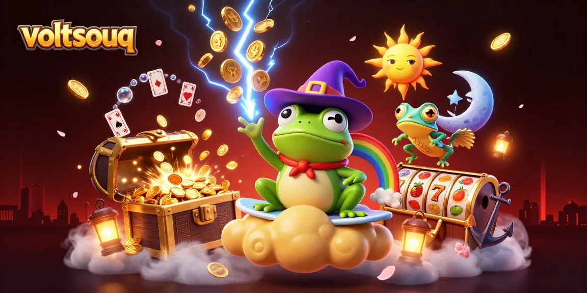 Experience the thrill of gaming with voltsouq's vibrant casino action illustration.