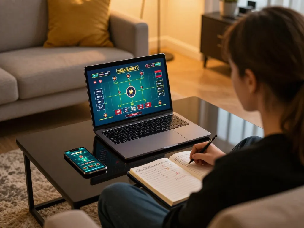 Engaging in live dealer game on F8bet, showcasing balanced home gaming setup.