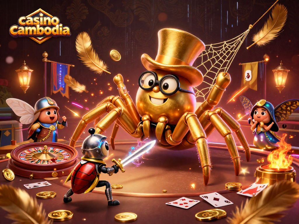 Engage in thrilling bets at casino cambodia with a golden tarantula, beetle knight, and rich gaming elements.
