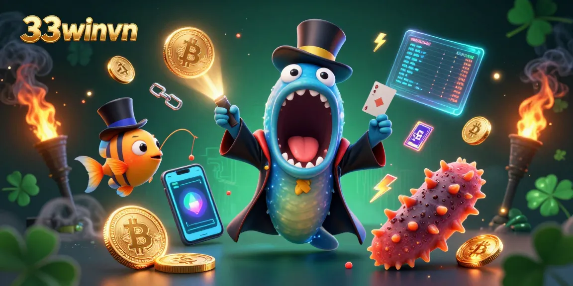 Experience the excitement of 33winvn with a playful casino scene featuring magical sea creatures.