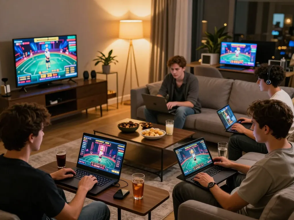 MPOID players engaging in interactive online gambling from the comfort of their home.