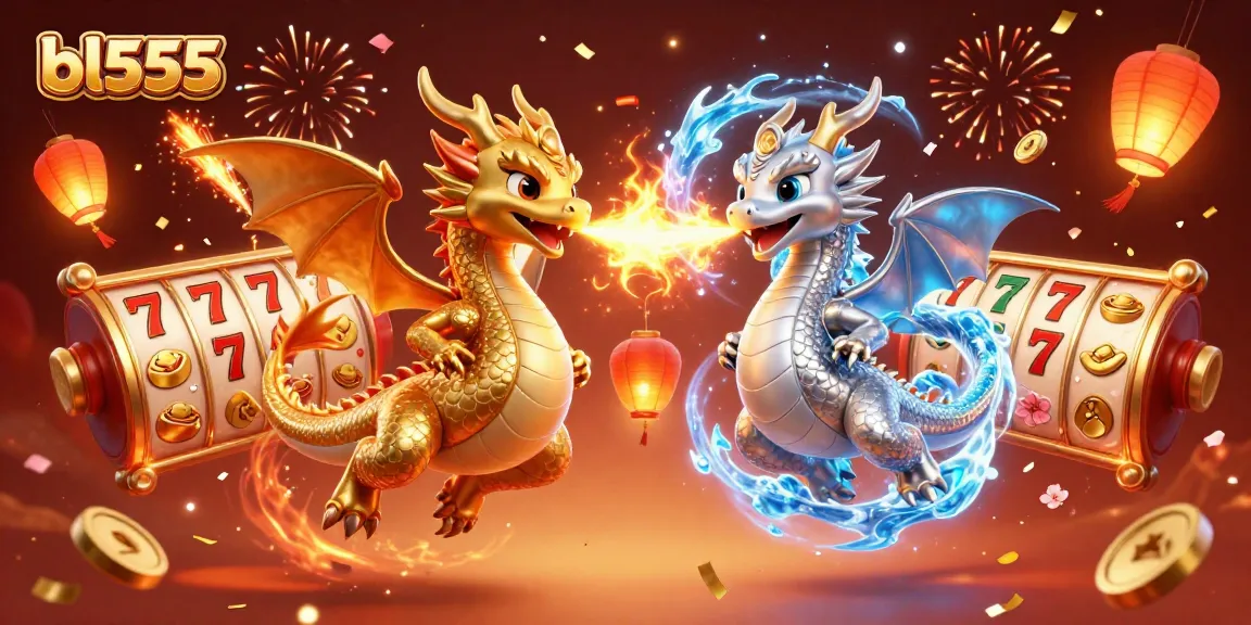 Engage in exciting slot games at bl555 with vibrant 3D visuals and dynamic dragon elements.