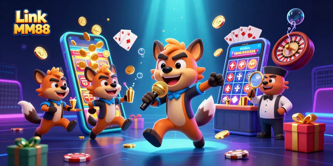 Experience thrilling gameplay at Link MM88 with vibrant casino scenes and lively characters.