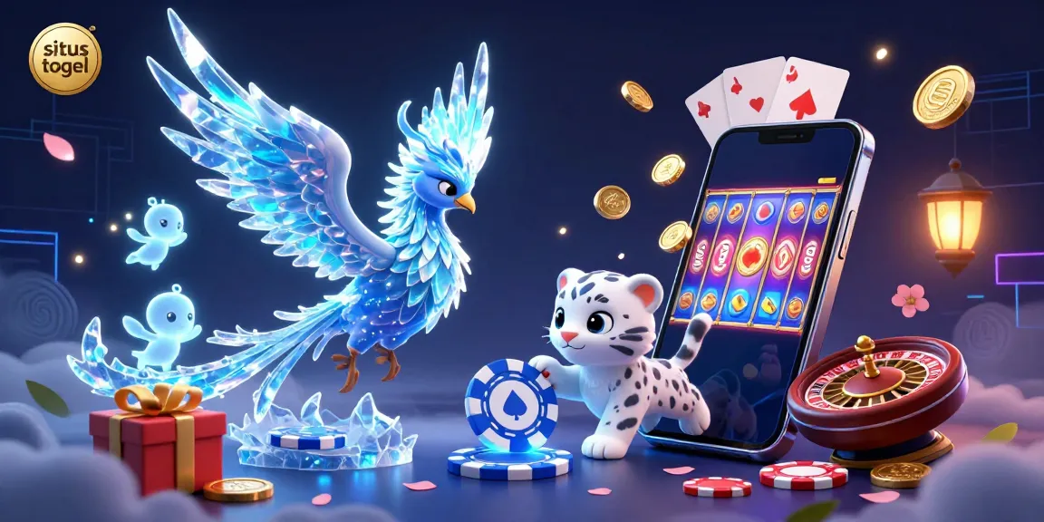 situs togel brings luck in this vibrant 3D illustration featuring a whimsical ice phoenix and playful casino elements.