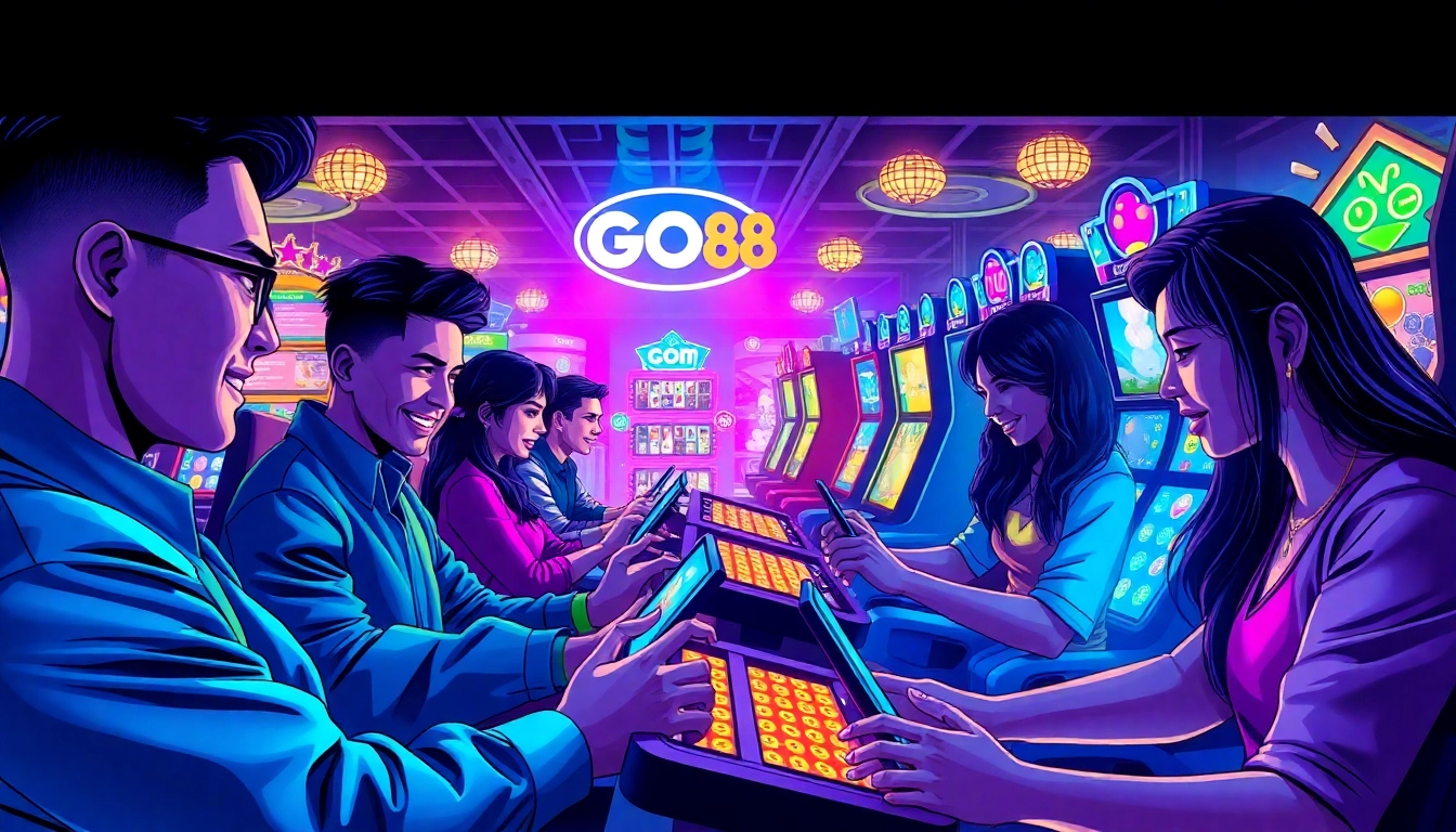 Players enjoying the GO88 gaming platform in a vibrant virtual casino atmosphere.