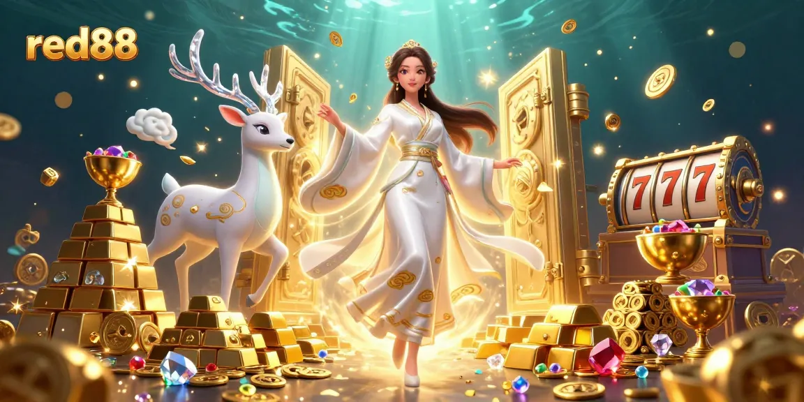 Experience winning thrills at red88 with vibrant 3D casino illustration, showcasing alluring game elements.