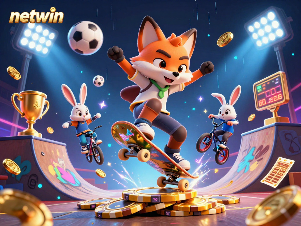 Win with netwin's vibrant gaming experience showcased in an action-packed casino scene.