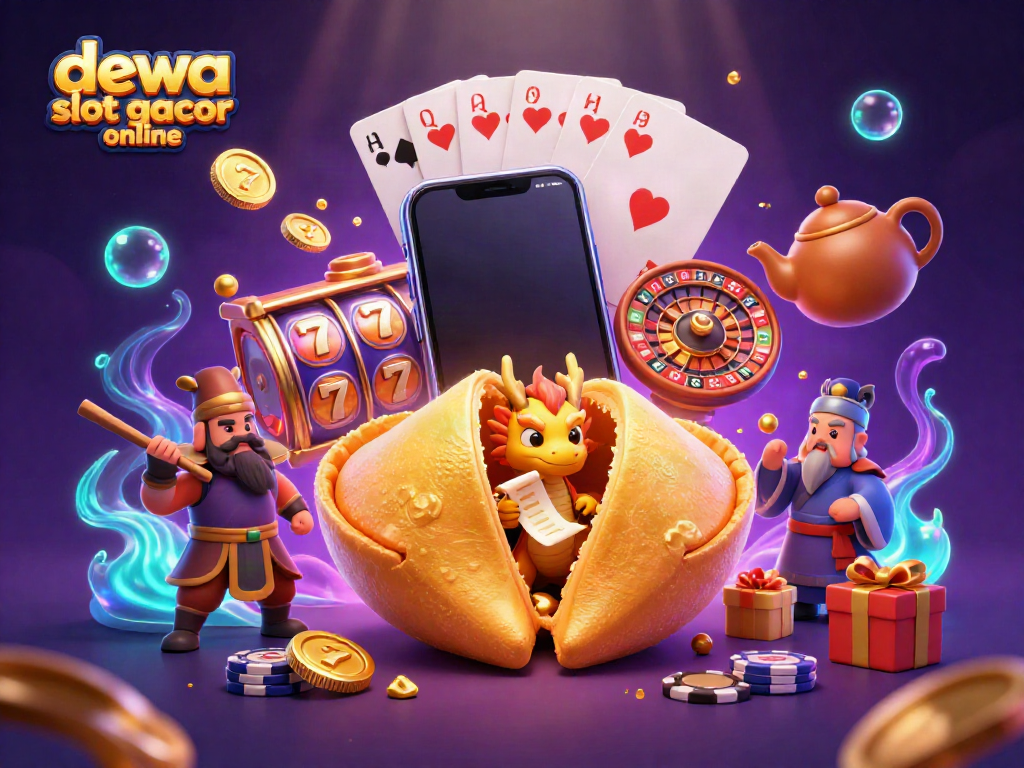 Permainan dewa slot gacor online dengan elemen keajaiban dan keberuntungan dalam ilustrasi 3D yang memukau.