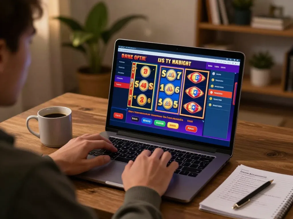 Hubet user engaging in online casino gaming session at home, showcasing strategy and comfort